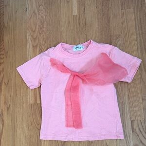 Lola + The Boys Pink Tee with Sheer Bow